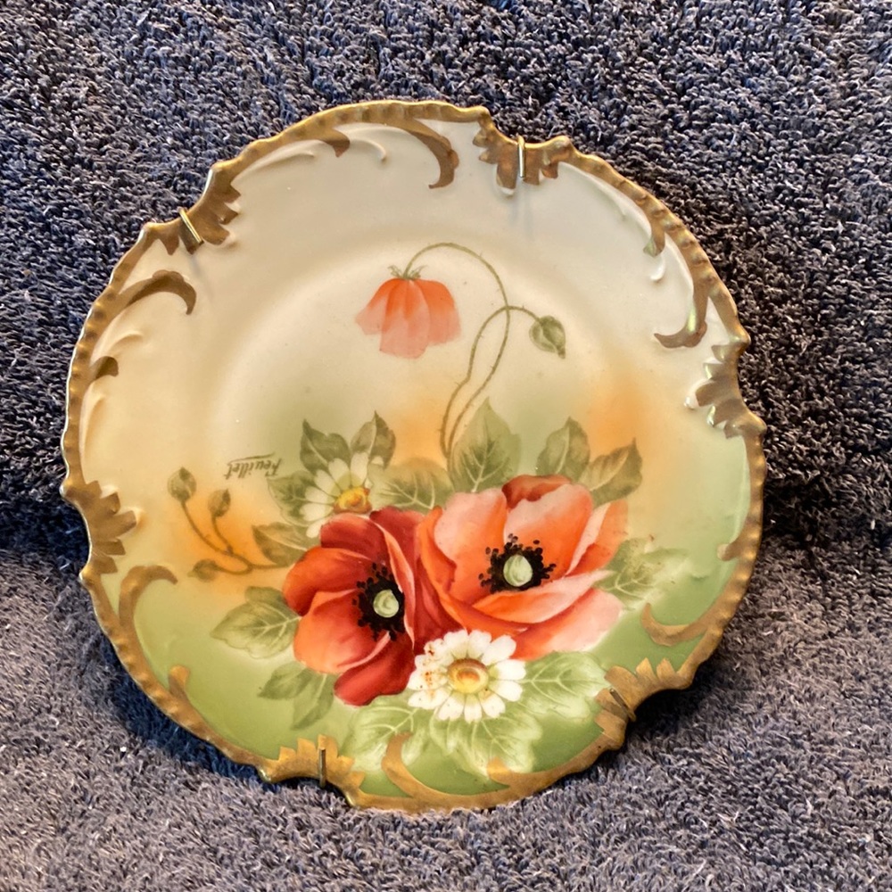 Vintage Bavaria Royal Munich Hand Painted Daisies & Poppies Signed Feuillet - Picture 2 of 15